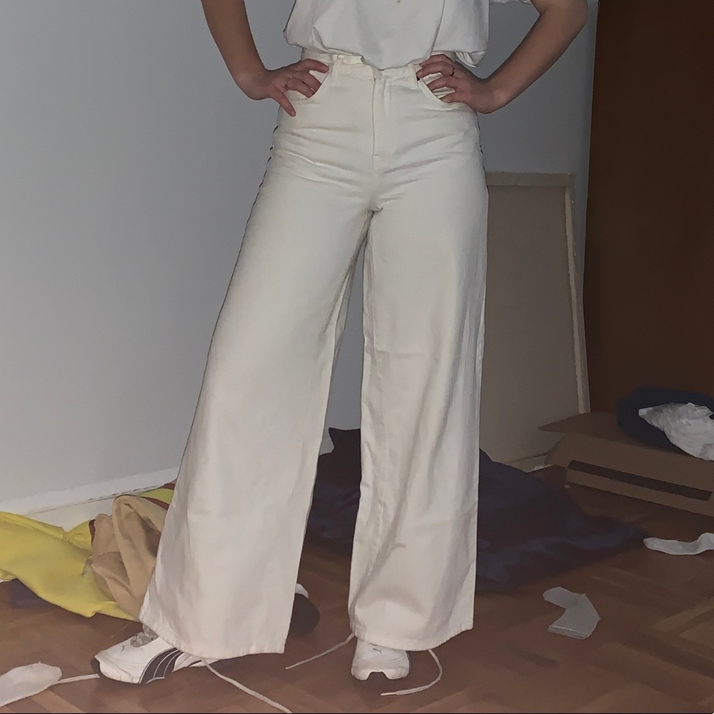 White wide leg jeans